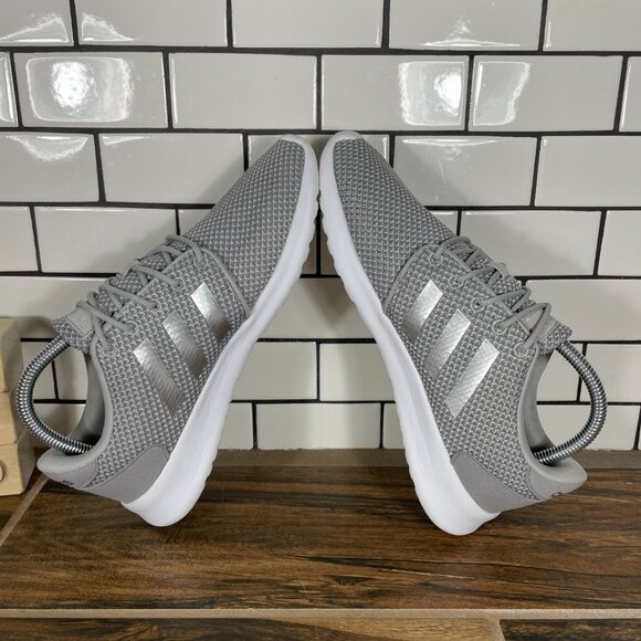adidas QT Racer Womens Size 7 Running Shoes Gray Silver Cloudfoam Low Sneakers - Picture 5 of 13